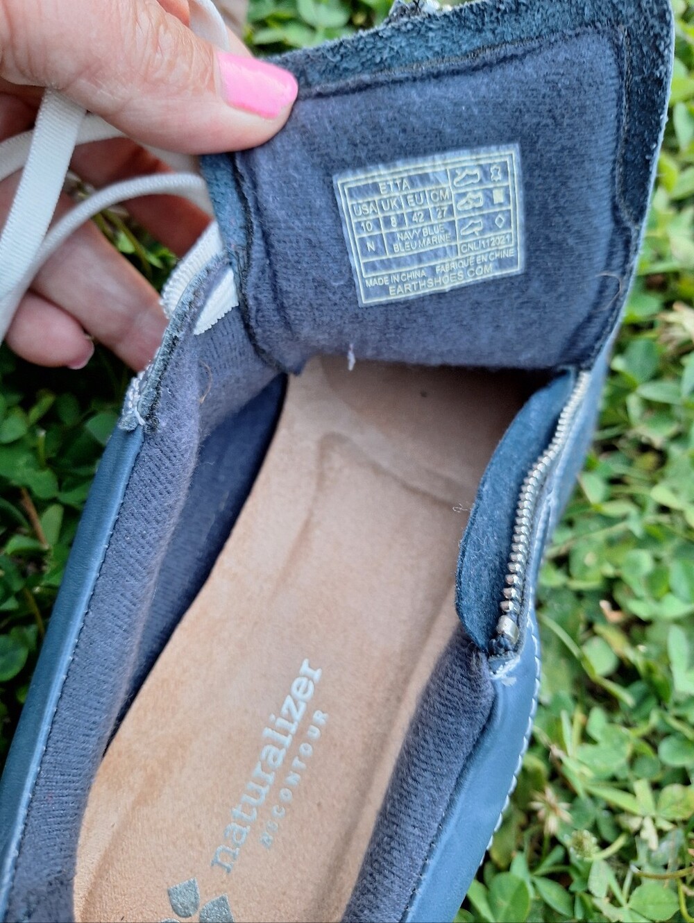 Earth Origins Blue Leather Lace-Up Sneakers with Side Zip - Picture 12 of 12